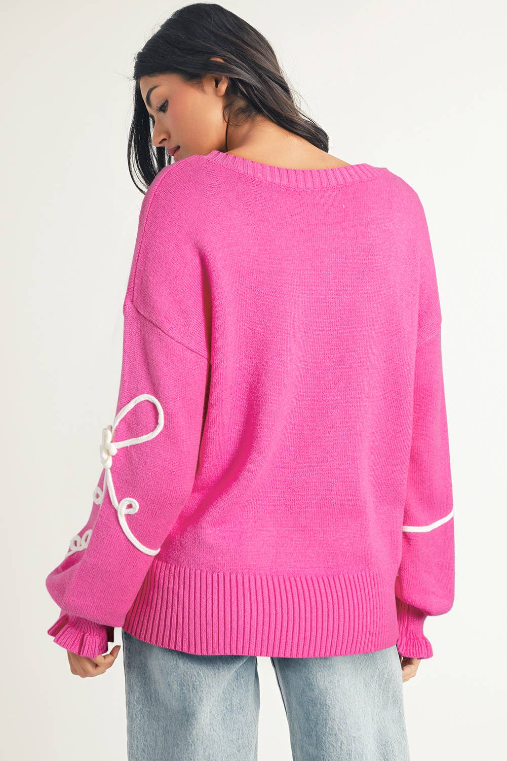 Pink Flower Bow Sweater