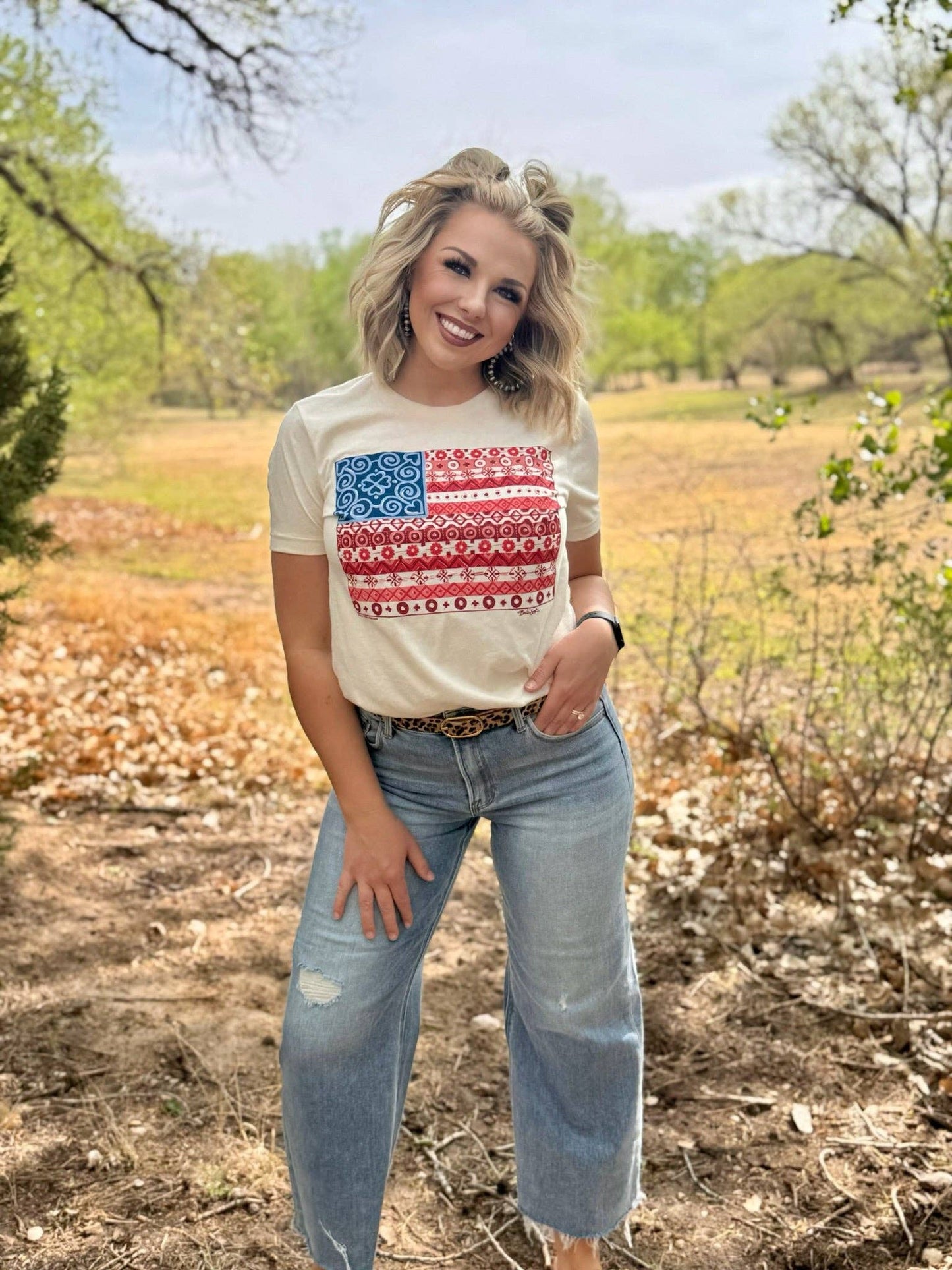 Paisley American Flag Patriotic Graphic Tee