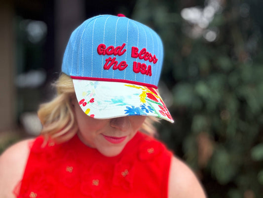 God Bless the USA Patriotic Embroidered Snapback Hat