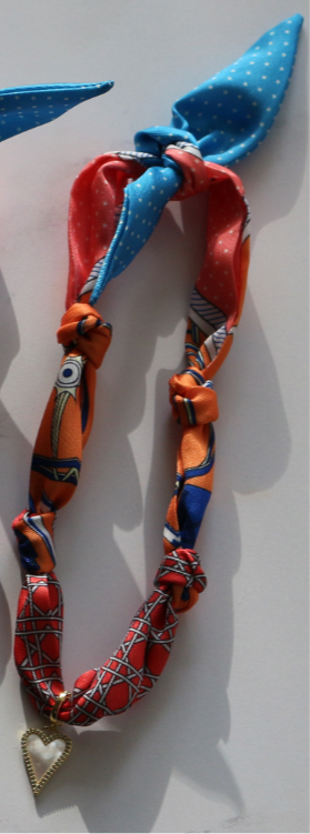 Orange Geometric Scarf Necklace