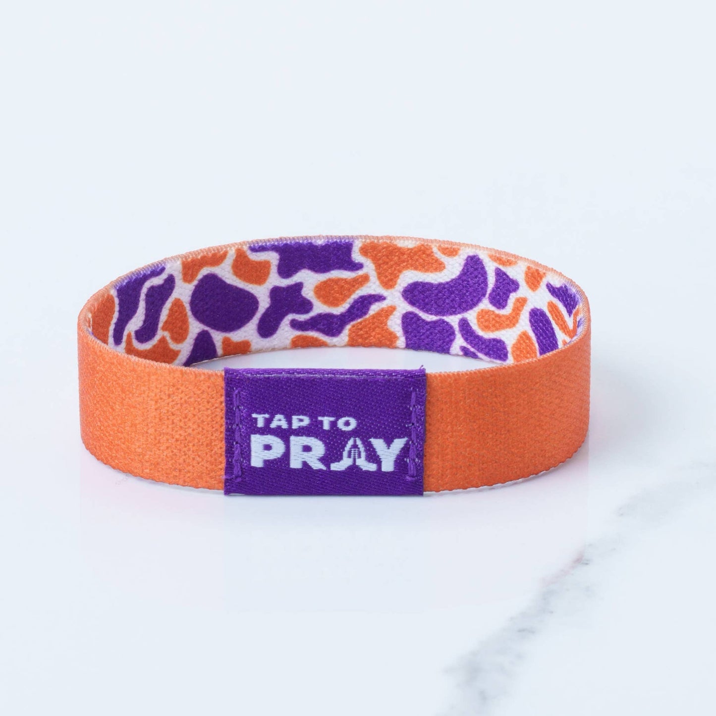 Versible Tap To Pray Wristbands - Team Camo - Orange & Purple