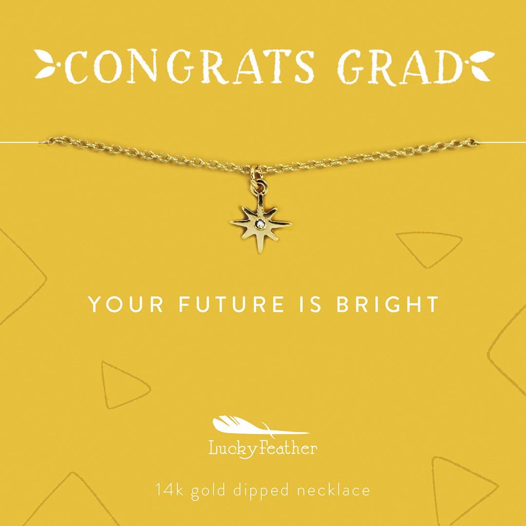 Grad Necklace - Your Future is Bright - Gold - Starburst