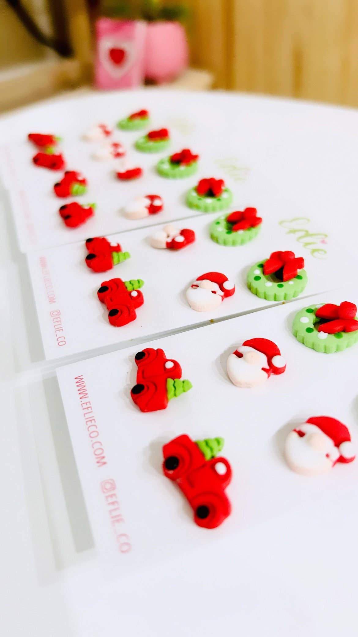 Christmas Santa, Wreaths & Tree Studs Set