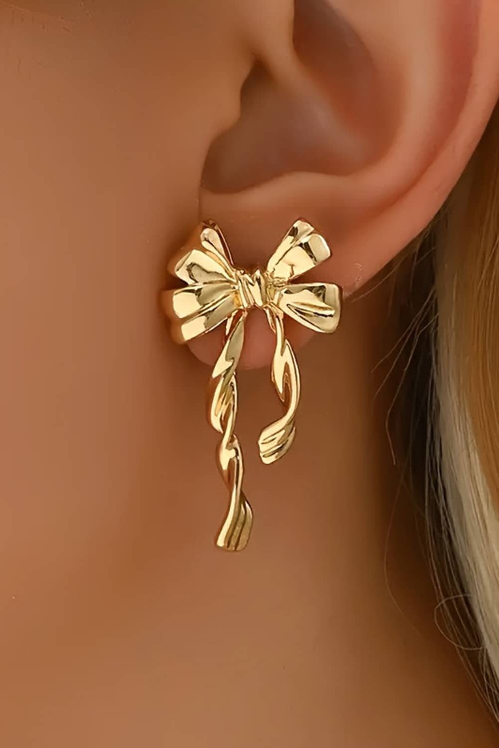 Bow Knot Plated Alloy Stud Earrings