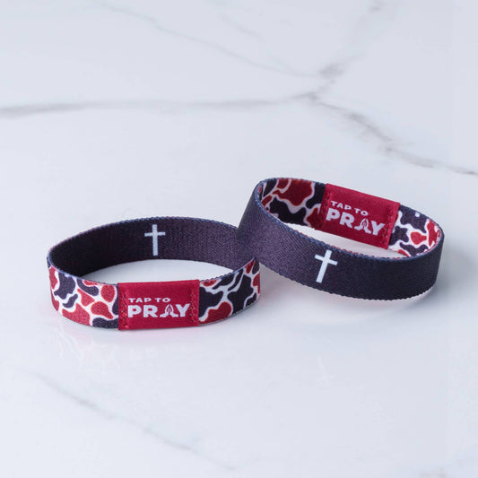 Versible Tap To Pray Wristbands - Team Camo - Maroon & Black