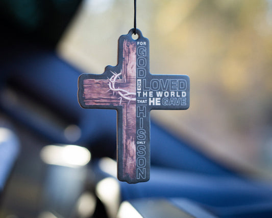 Wooden Cross - air freshener - Leather Scent