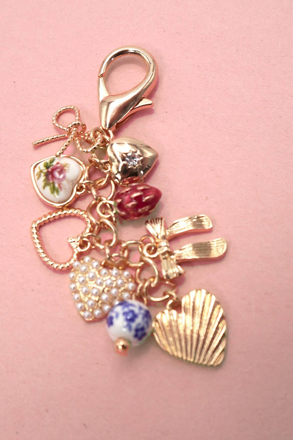 Porcelain Bows, Hearts, Pearls, & Strawberry Bag Charm