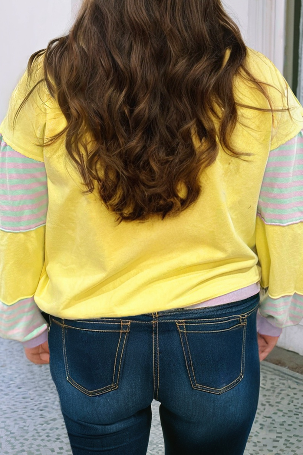 Curvy Yellow & Stripe Sweatshirt