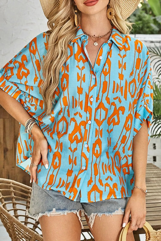 Abstract Dolman Sleeve Western Shirt