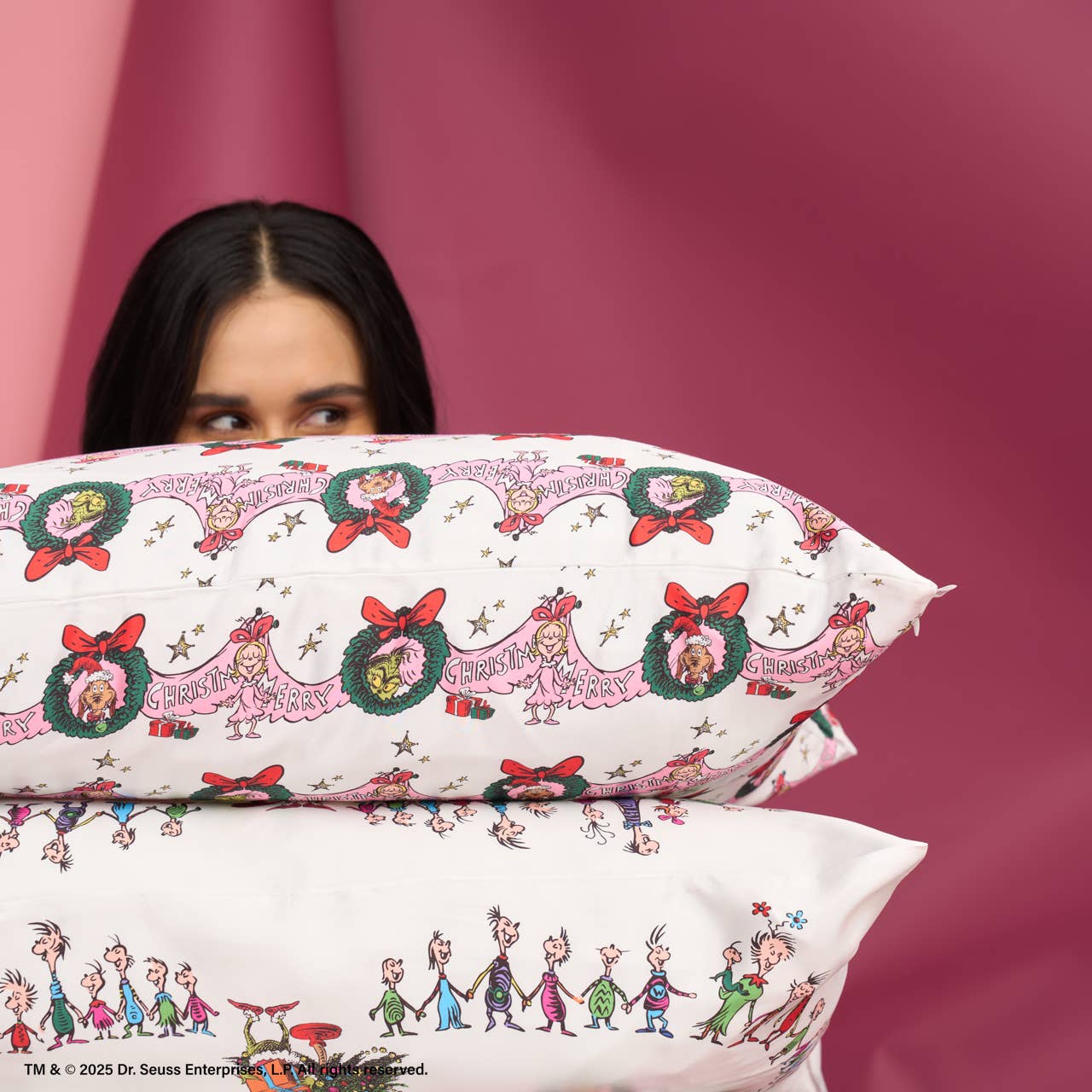 Kitsch The Grinch Satin Pillowcase in Cindy Lou Who