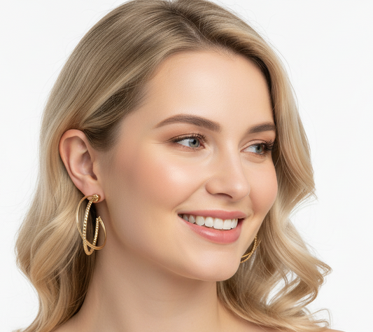 Gold Textured Twisted Hoops