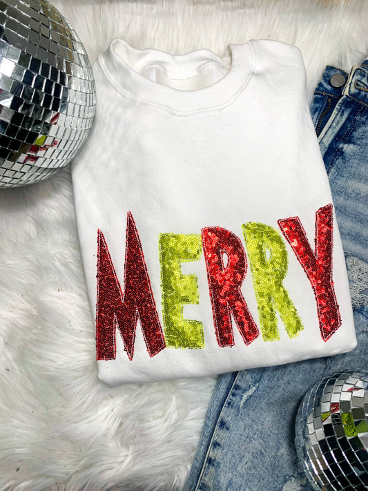 White Merry Grinch inspired Sweatshirt