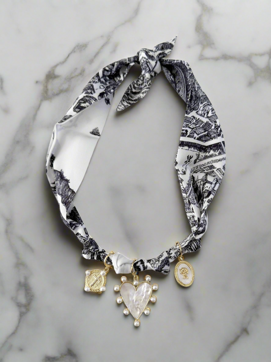 Paris Multi Charm Scarf Necklace