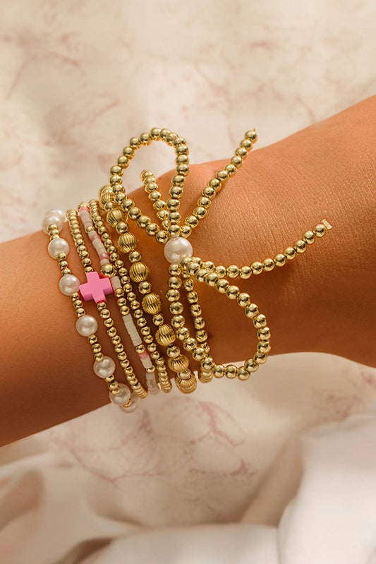 Bow Pearl Bracelet Set