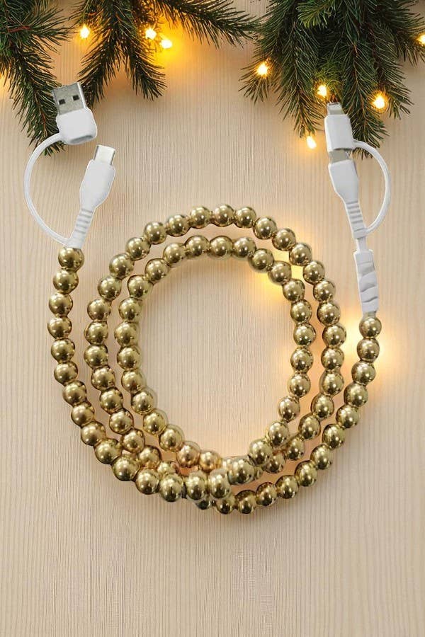 Gold Beaded Cord Phone Charger