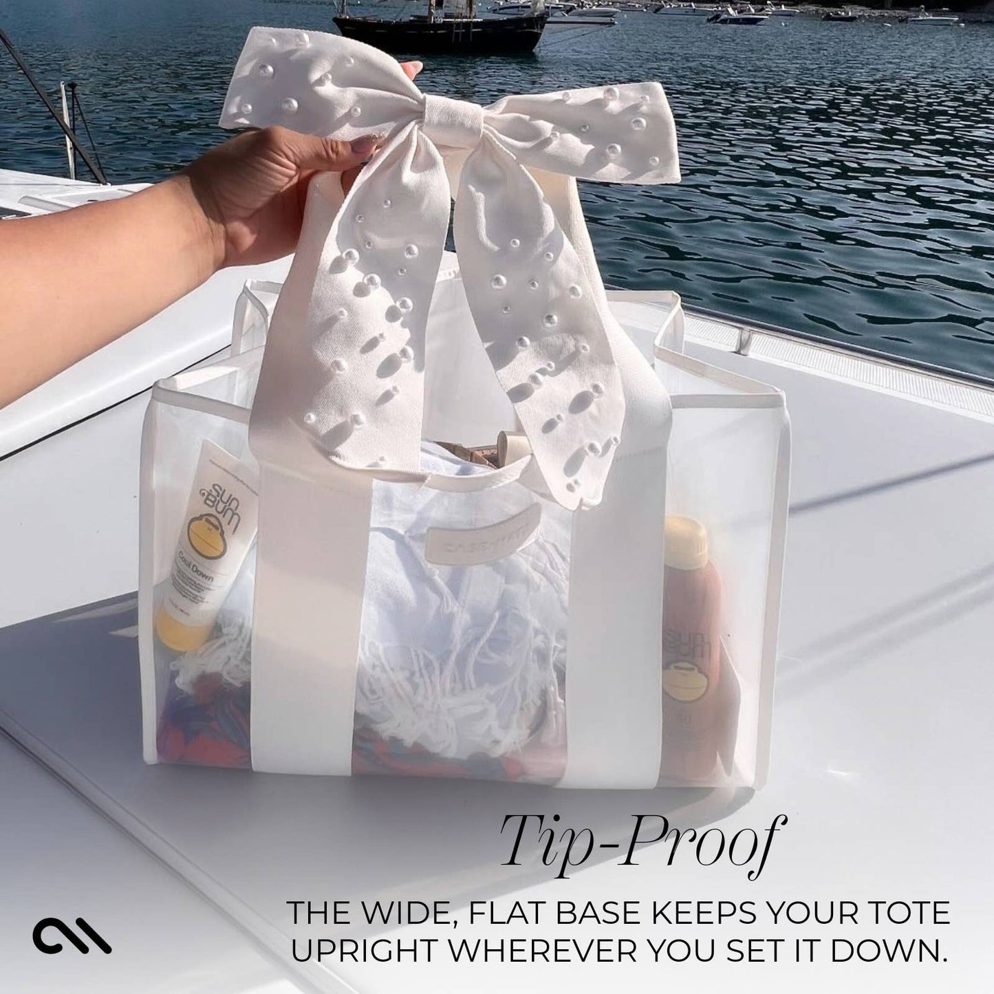 Case-Mate Ivory Pearl Bow Jelly Tote – Waterproof Beach & Travel Bag