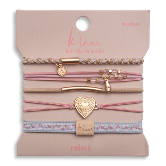 K’Lani Relevé Pink Floral with Ballet Slipper Hair Tie Bracelets
