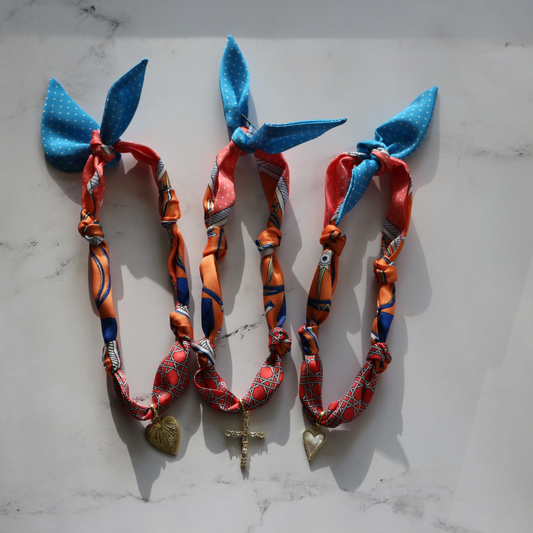 Orange Geometric Scarf Necklace