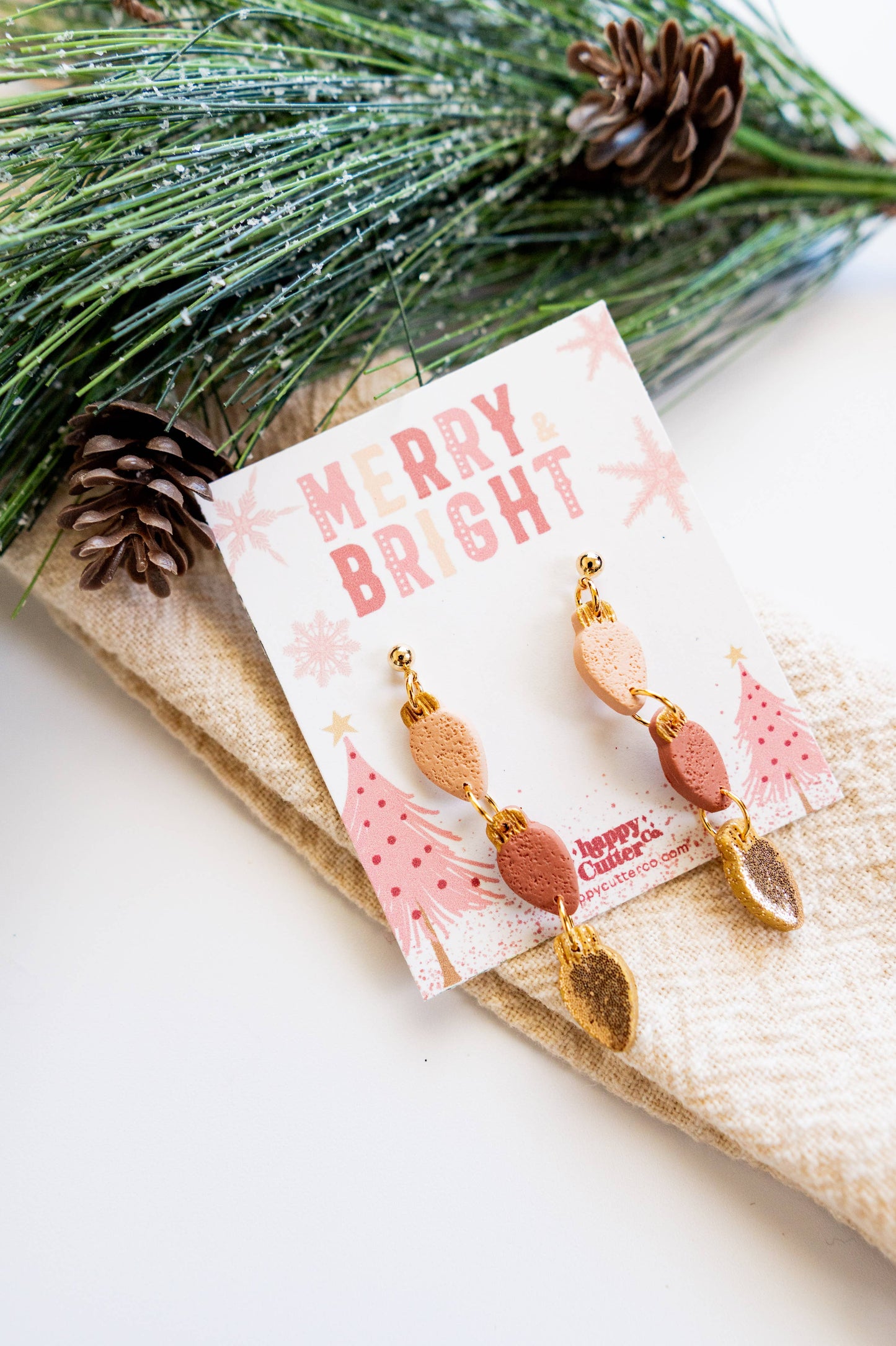 Pink Christmas Lights Earrings