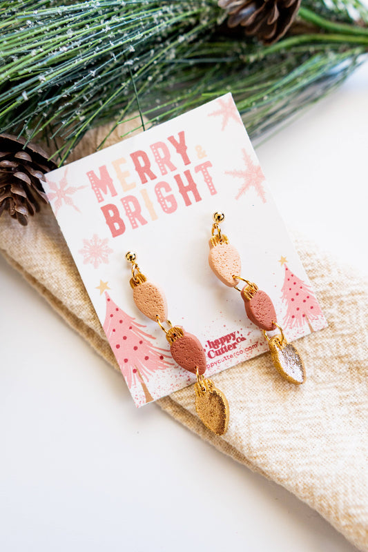 Pink Christmas Lights Earrings