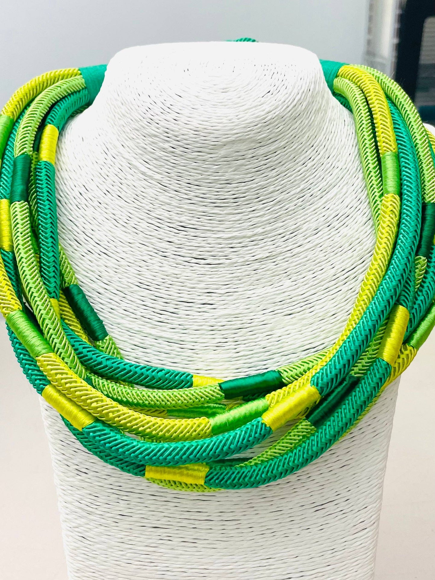 Green & Citrus Cotton Slub Rope Necklace