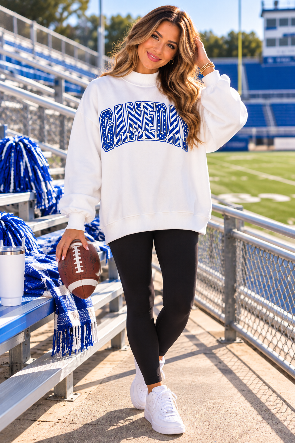 Gameday Mixed Pattern Mock Neck Sweatshirt
