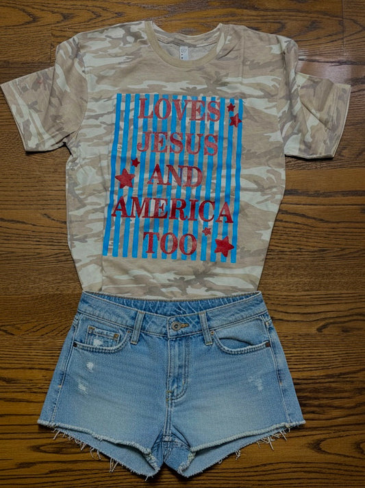 Loves Jesus and America Tee