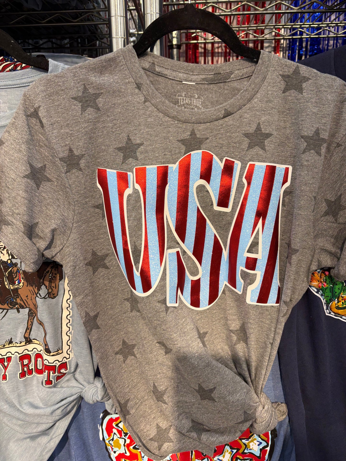USA Metallic Puff Graphic Tee