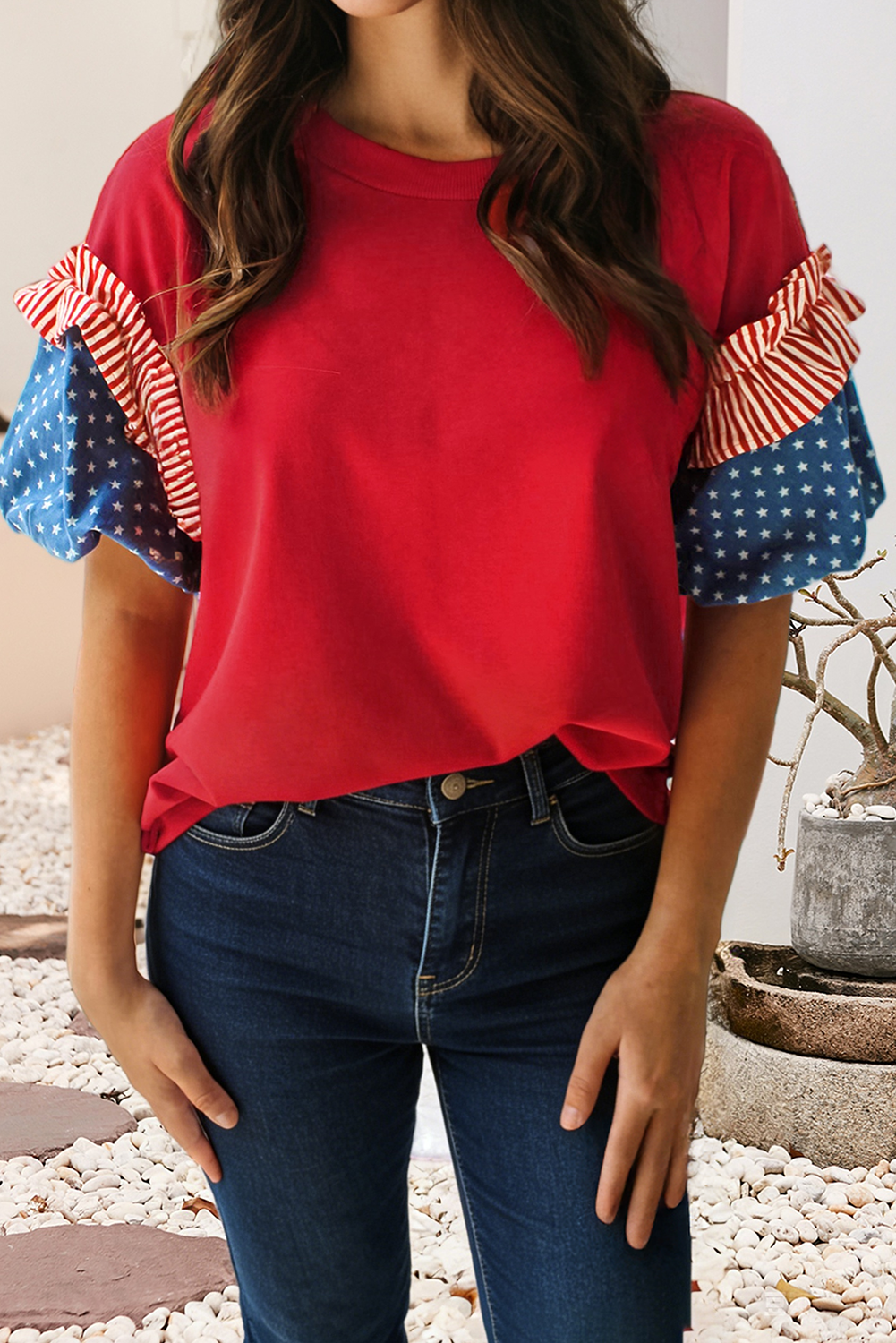Stars & Stripes Puff Sleeve Top