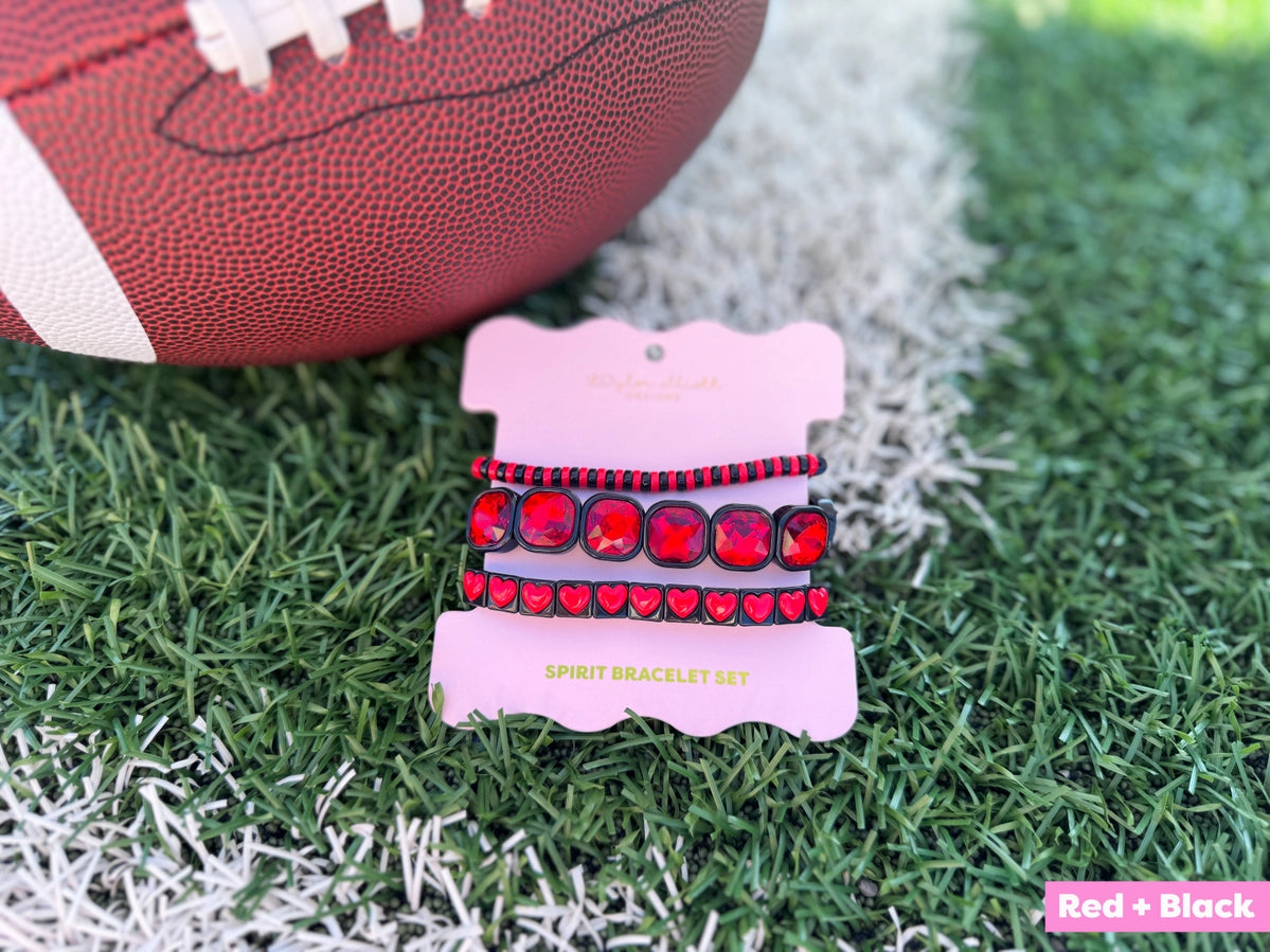 Red & Black Game Day Bracelet Stack