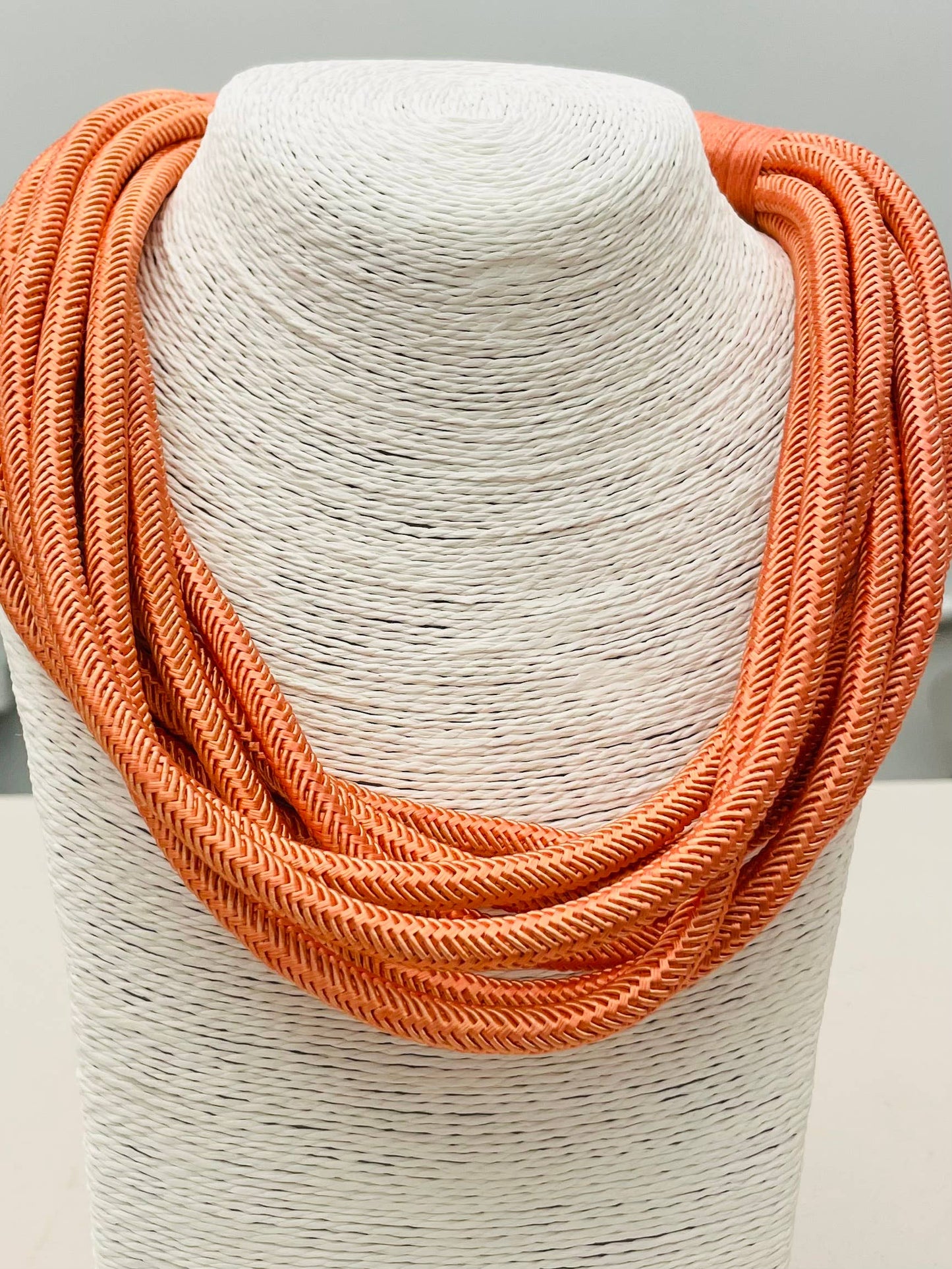 Peach Cotton Slub Rope Necklace