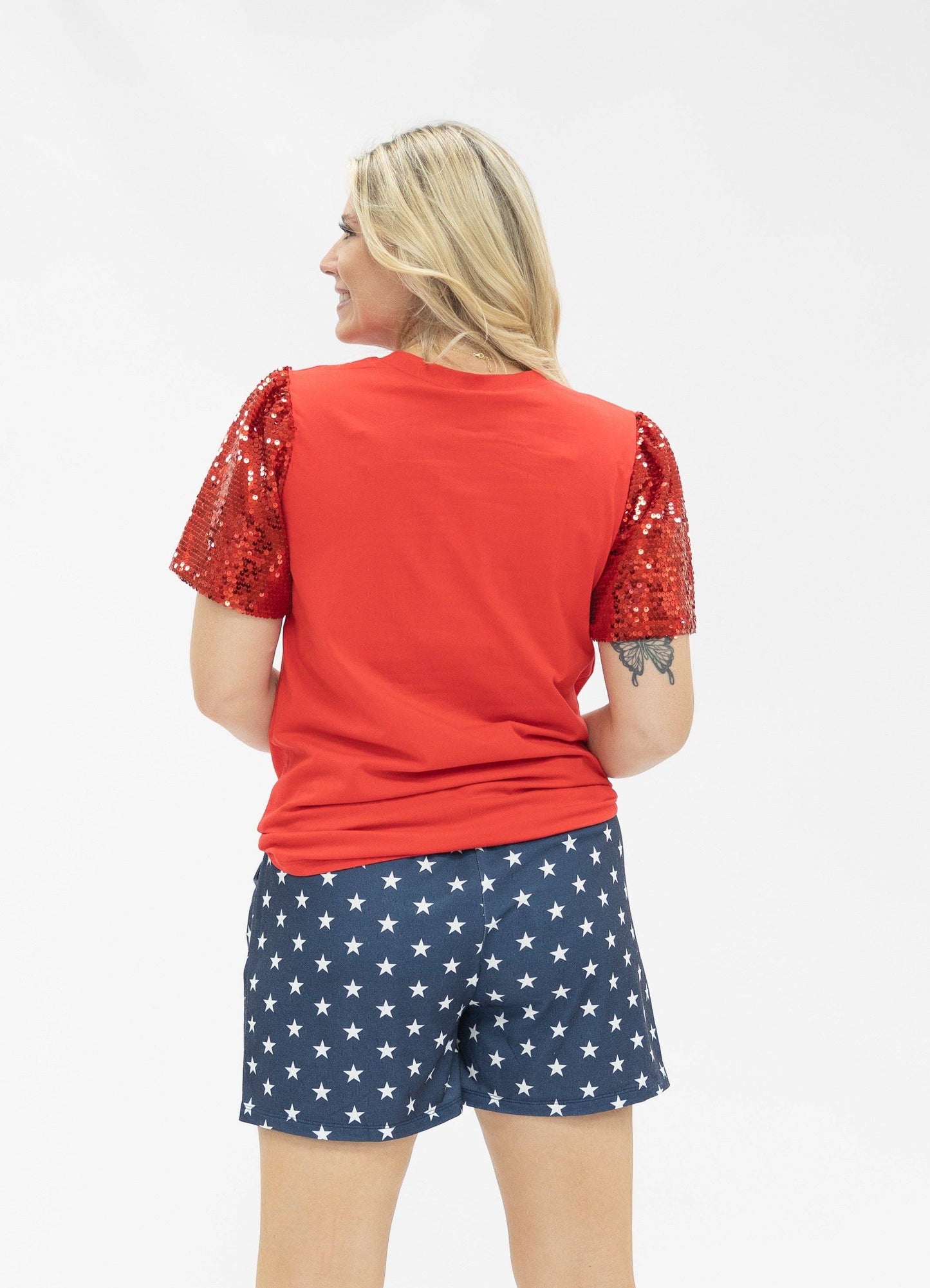 Grace + Emma America Sequin Sleeve Tee