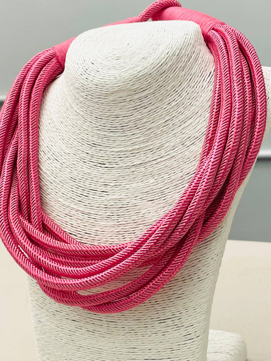 Baby Pink Cotton Rope Statement Necklace