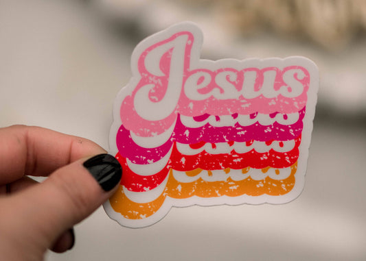 Jesus Stacked Pink Vinyl Sticker