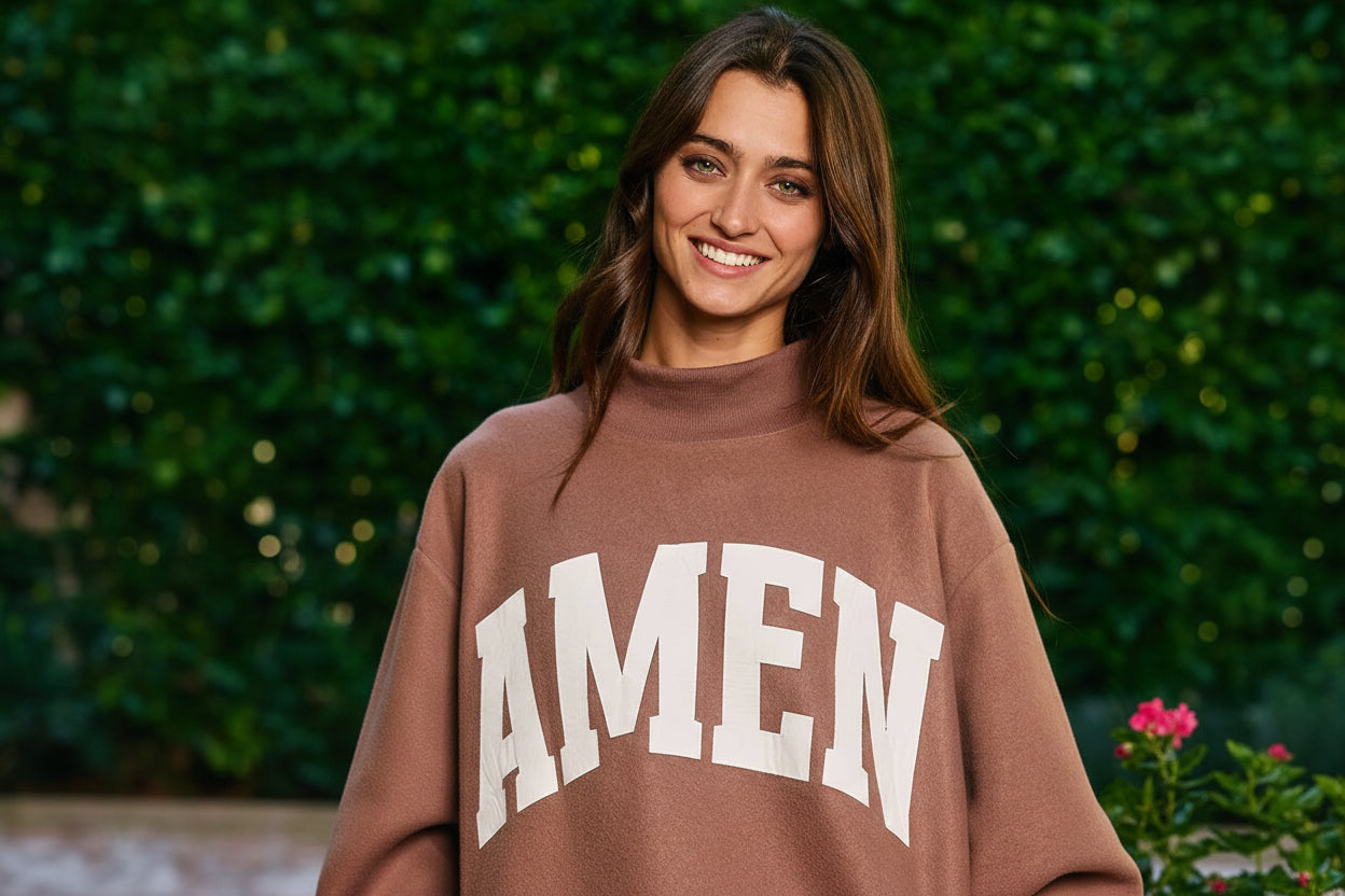 Bucketlist 'WWJD & AMEN' Reversible Mock Neck Sweatshirt