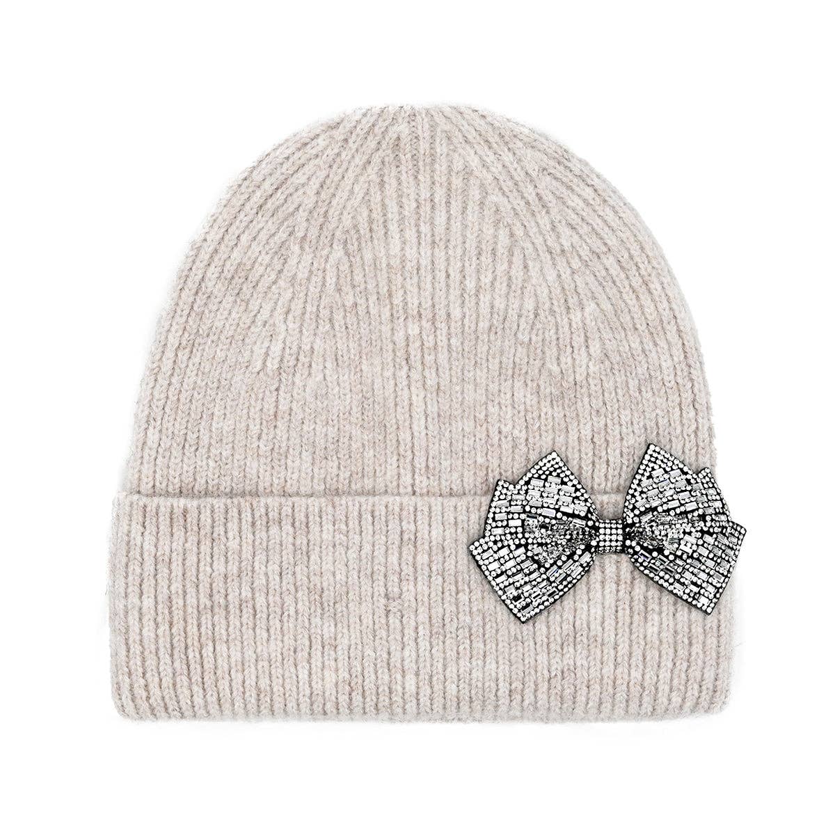 C.C Rhinestone Bow Cuff Beanie