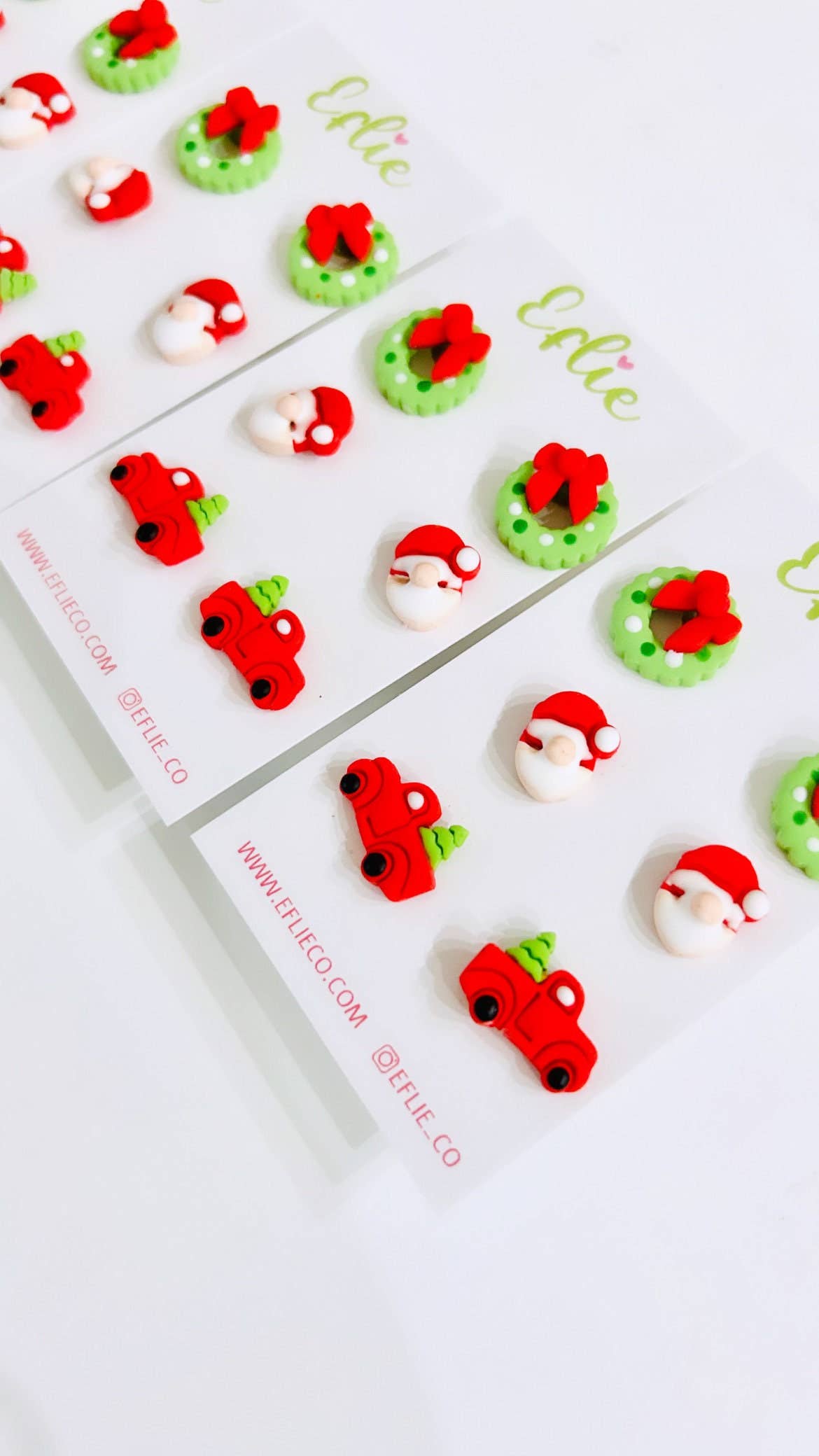 Christmas Santa, Wreaths & Tree Studs Set