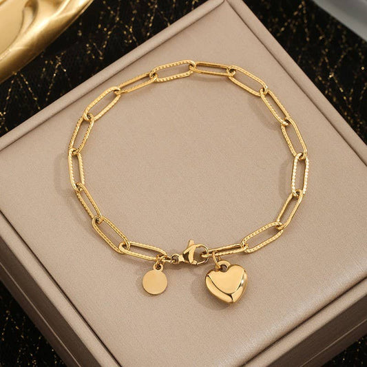 Gold Heart Charm Bracelet