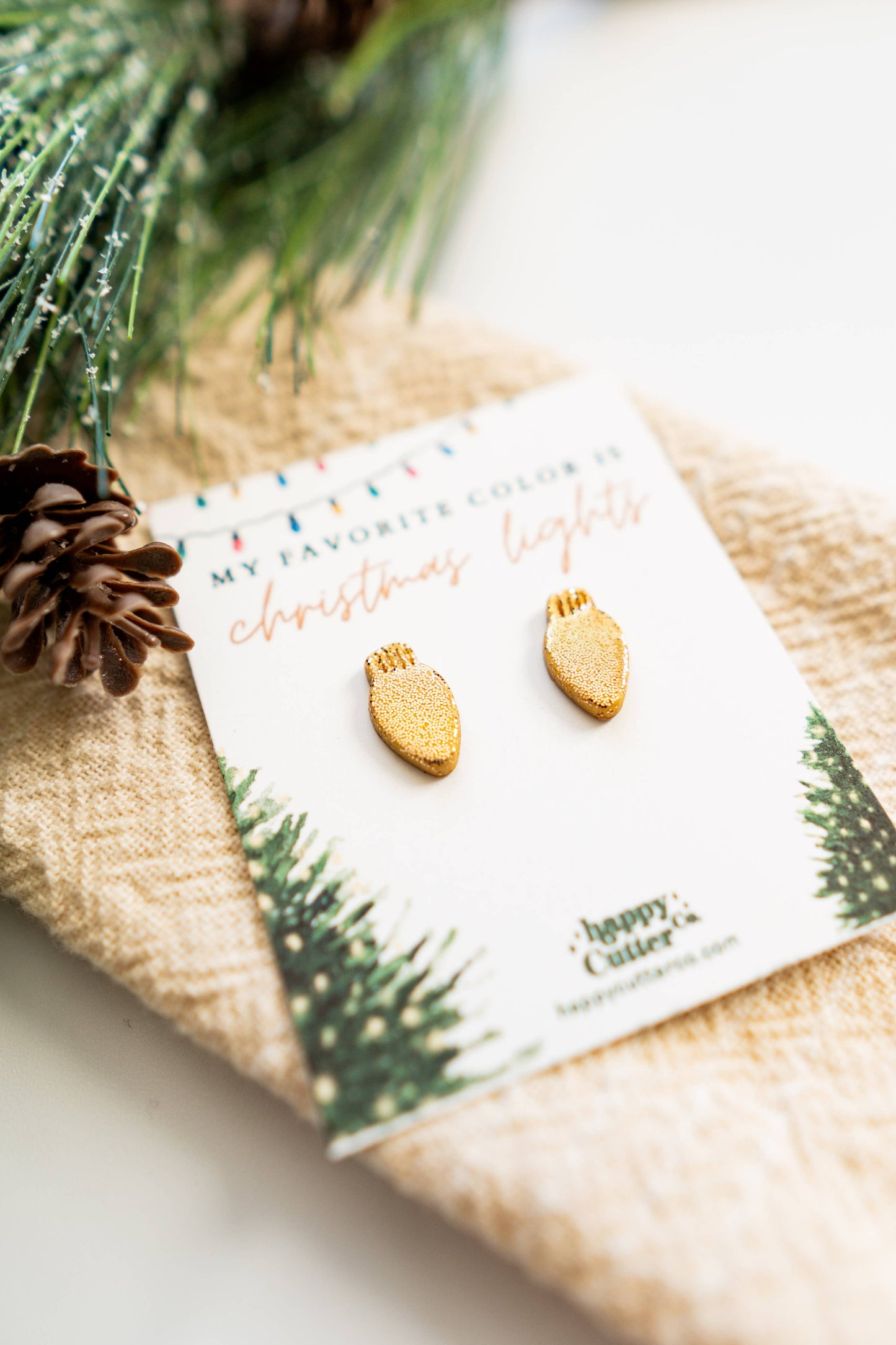 Glittering Gold Christmas Lights Studs