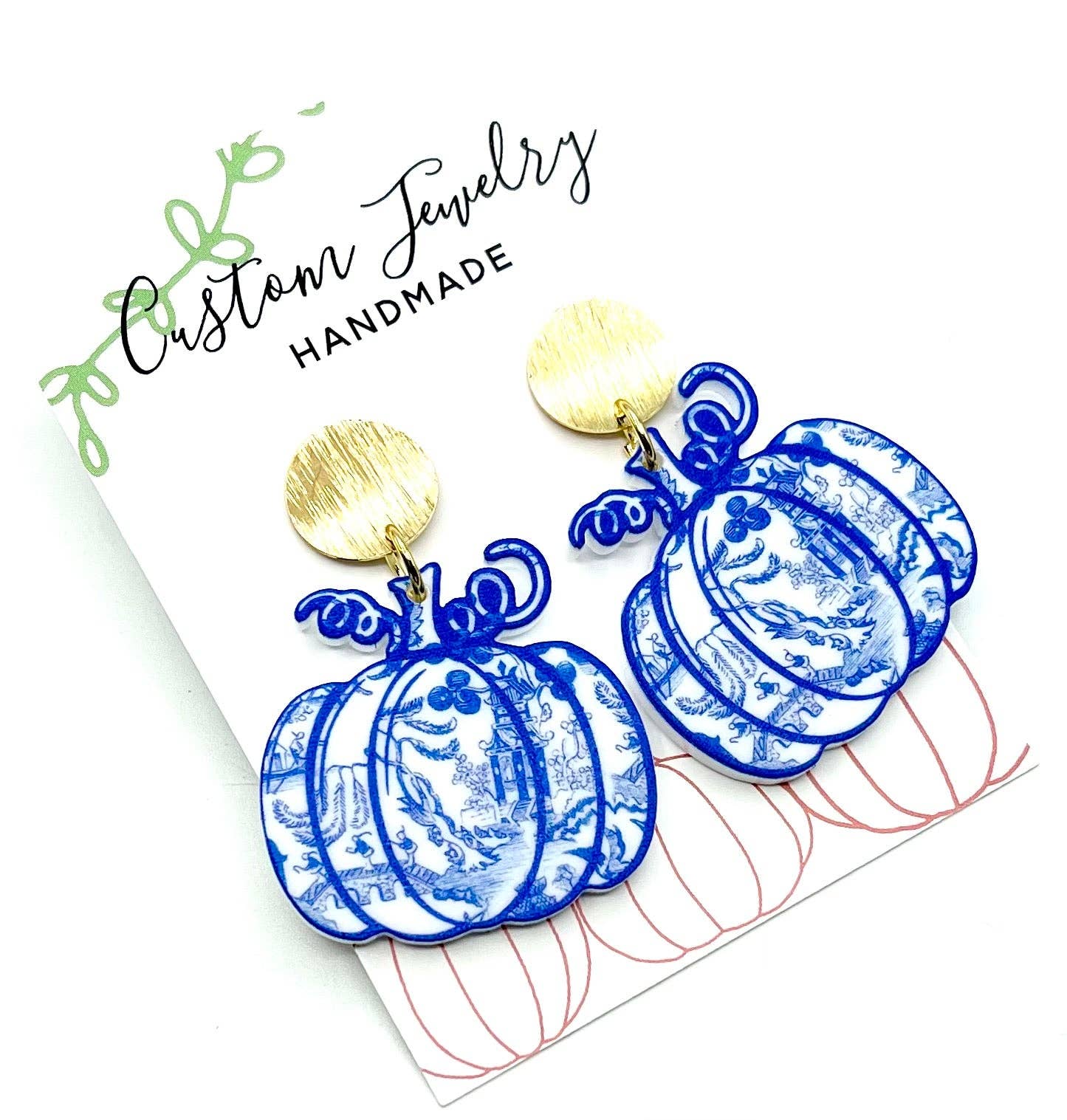 Fall Chinoiserie Pumpkin Earrings