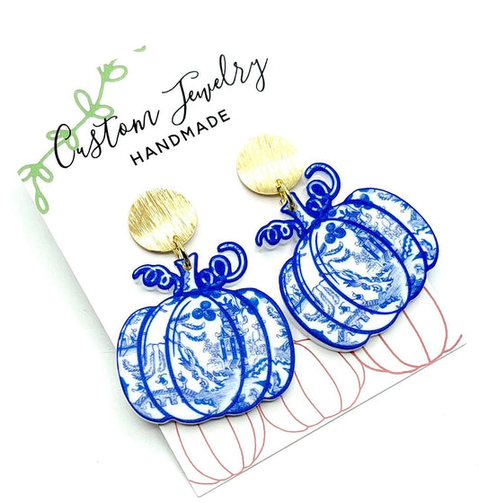 Fall Chinoiserie Pumpkin Earrings