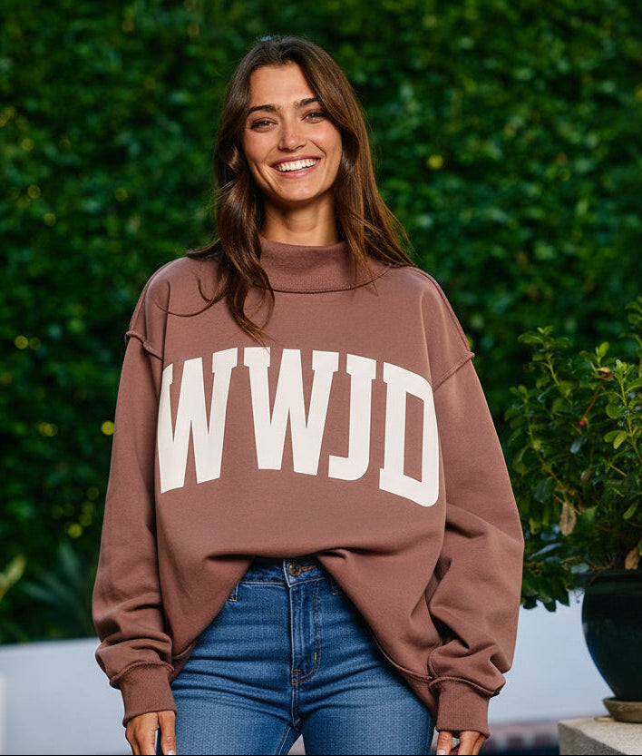 Bucketlist 'WWJD & AMEN' Reversible Mock Neck Sweatshirt