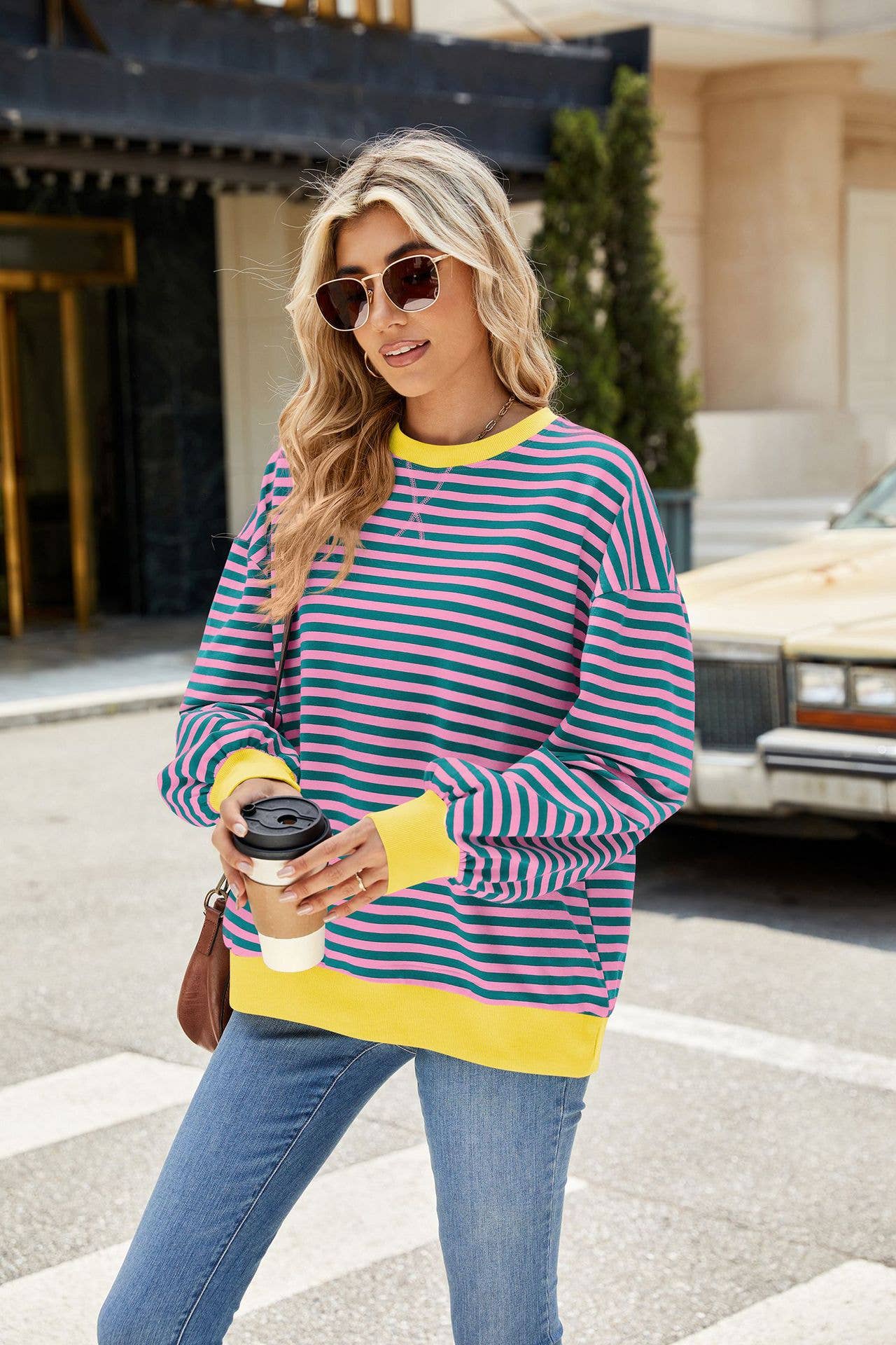 Striped Crew Neck Sweatshirt