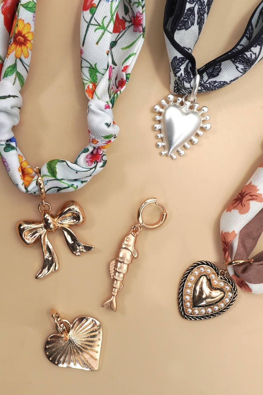 Heart Charms for Scarf Necklace