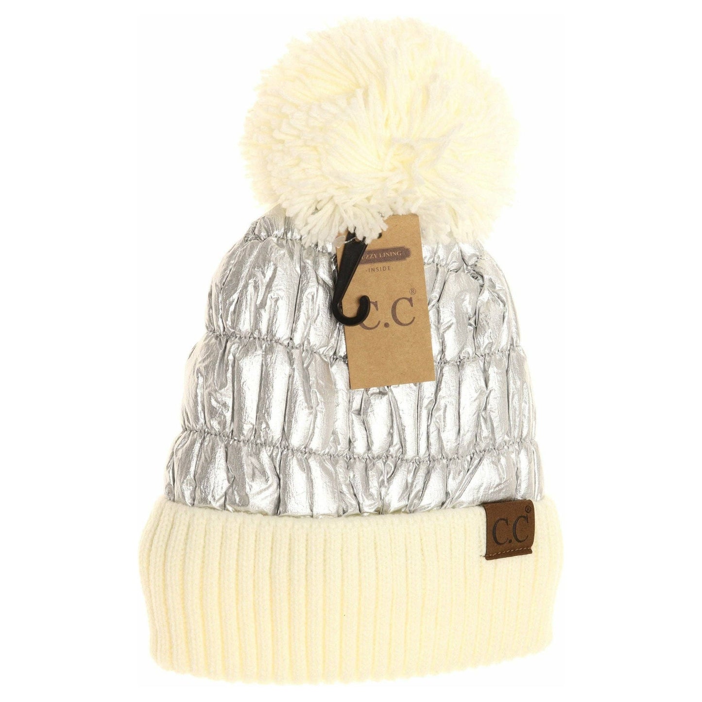 C.C Metallic Knit Pom Beanie