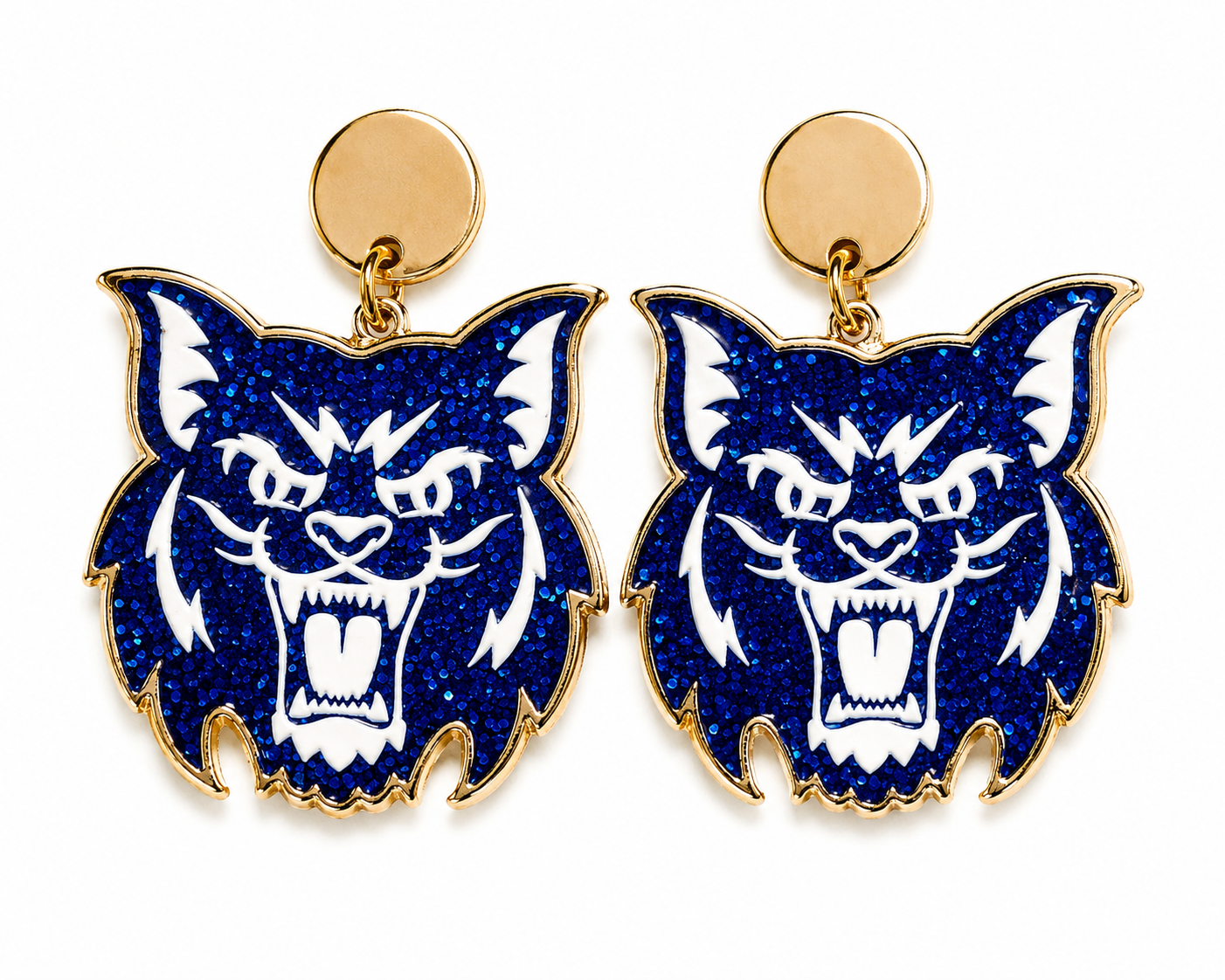 Kentucky Wildcats blue glitter statement earrings with gold-tone studs