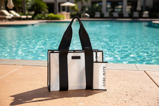 Case-Mate Silver Chrome Jelly Tote Bag – Waterproof Beach & Travel Tote