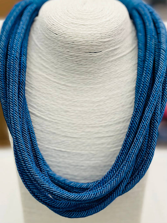 Slub 8-Strand Necklace in Cobalt Blue