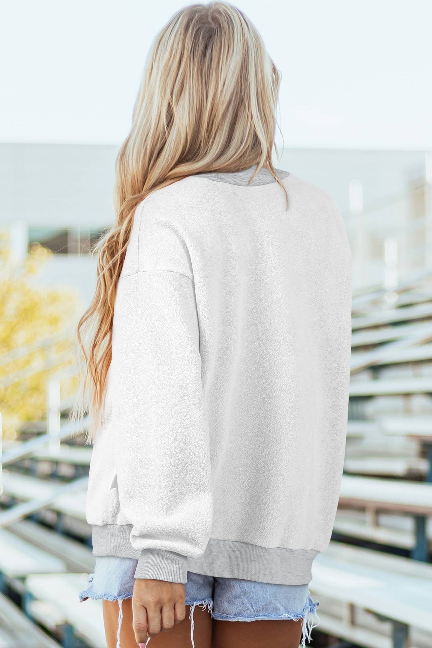 Oversize Reversible Mock Neck Sweatshirt