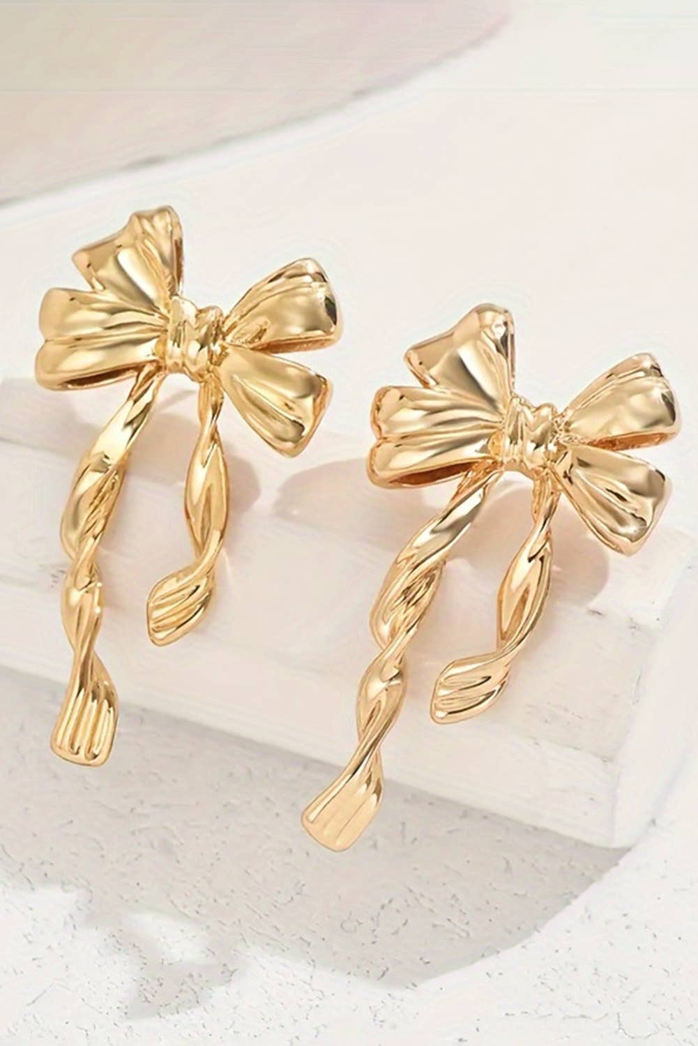 Bow Knot Plated Alloy Stud Earrings